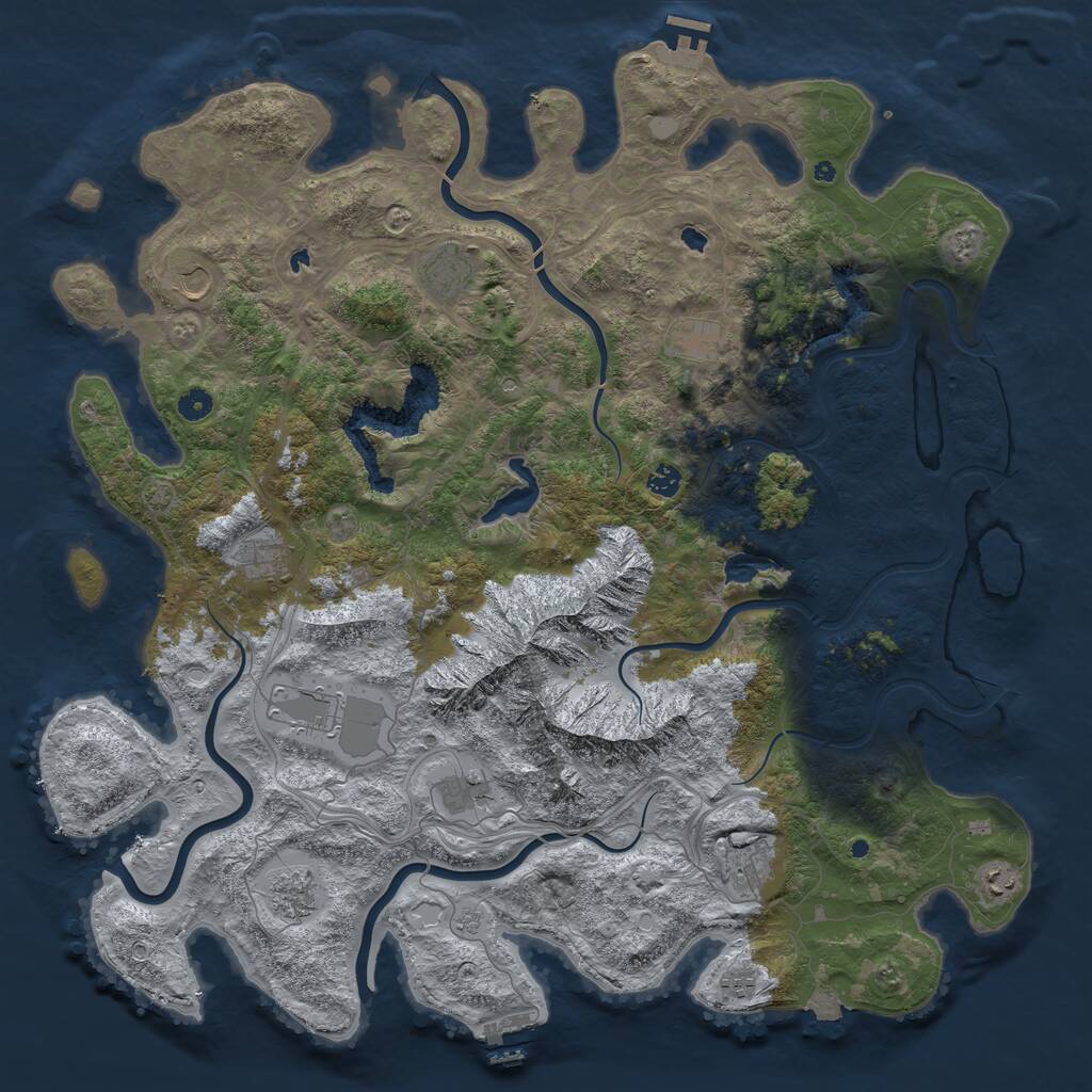 Rust Map: Procedural Map, Size: 5000, Seed: 2062096331, 17 Monuments