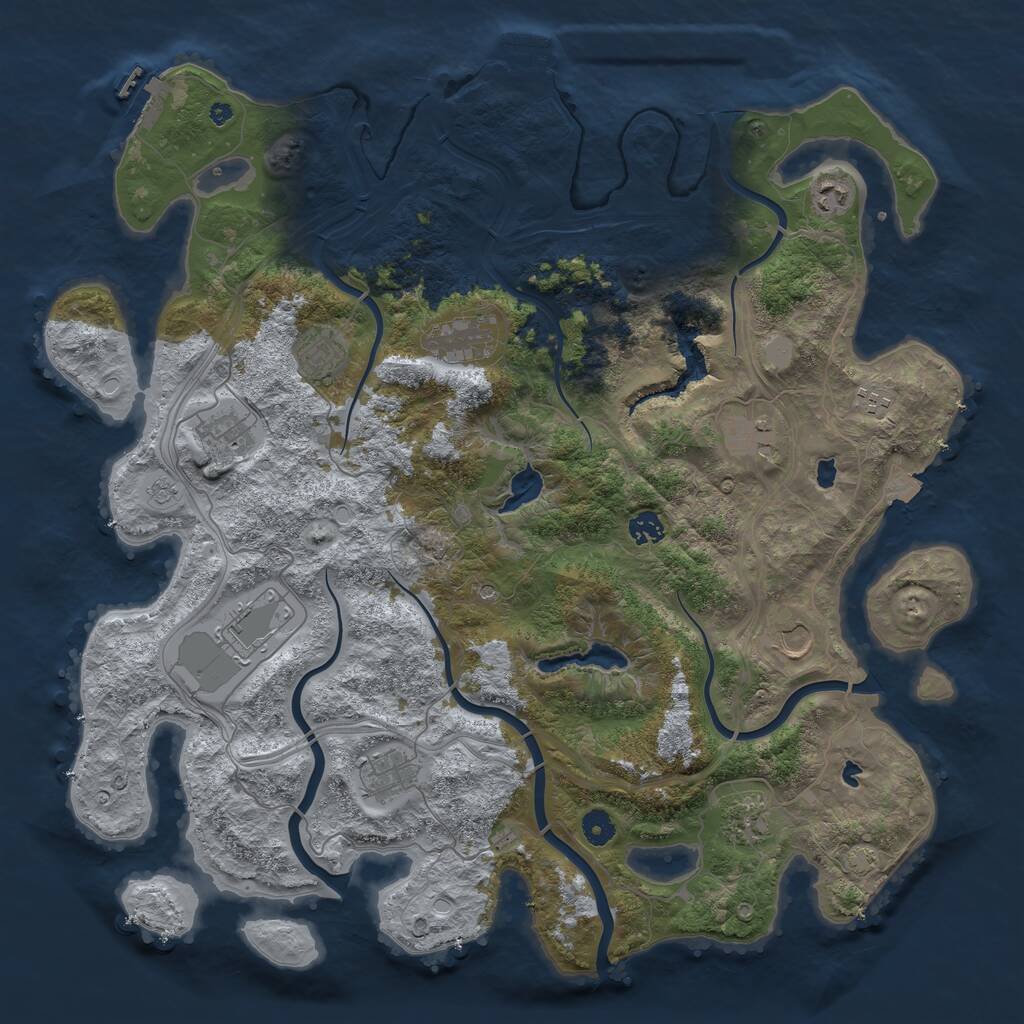 Rust Map: Procedural Map, Size: 4500, Seed: 1597700340, 17 Monuments