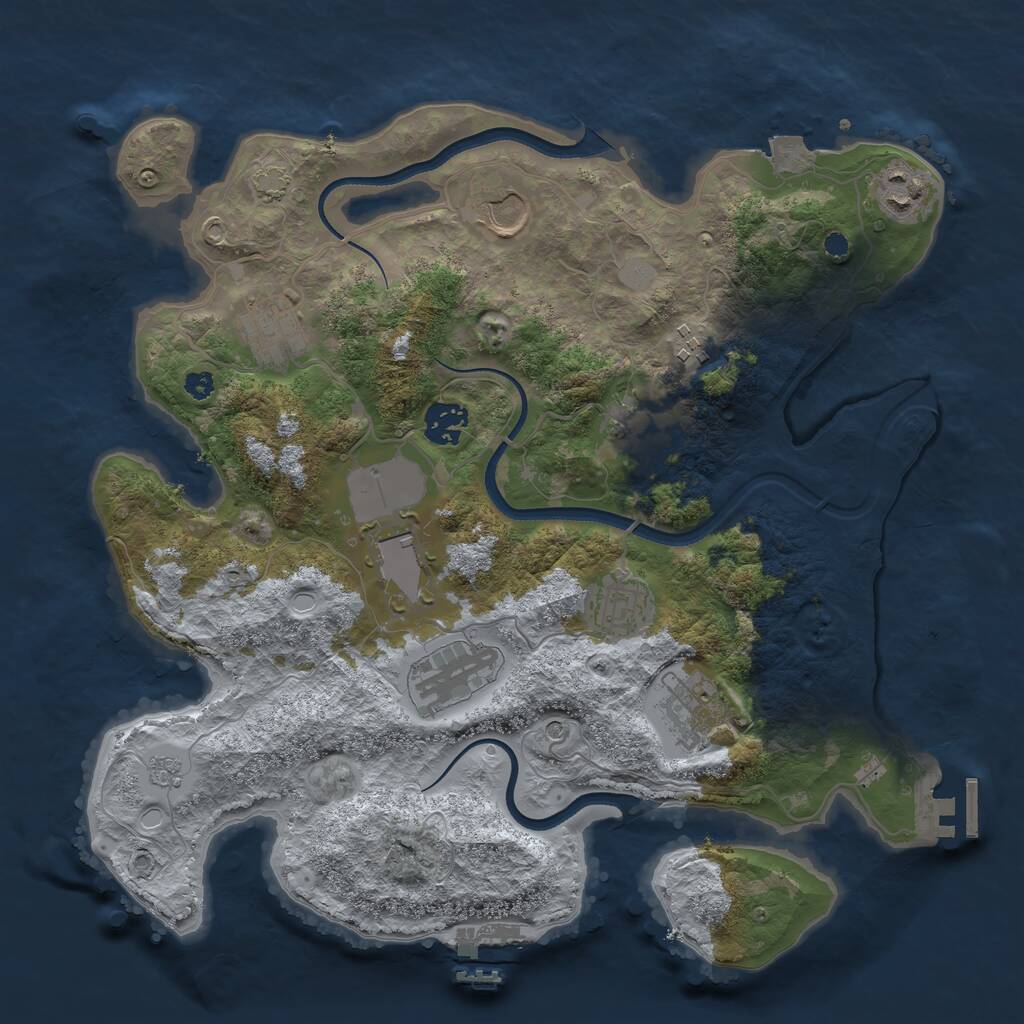 Rust Map: Procedural Map, Size: 3500, Seed: 818965895, 16 Monuments