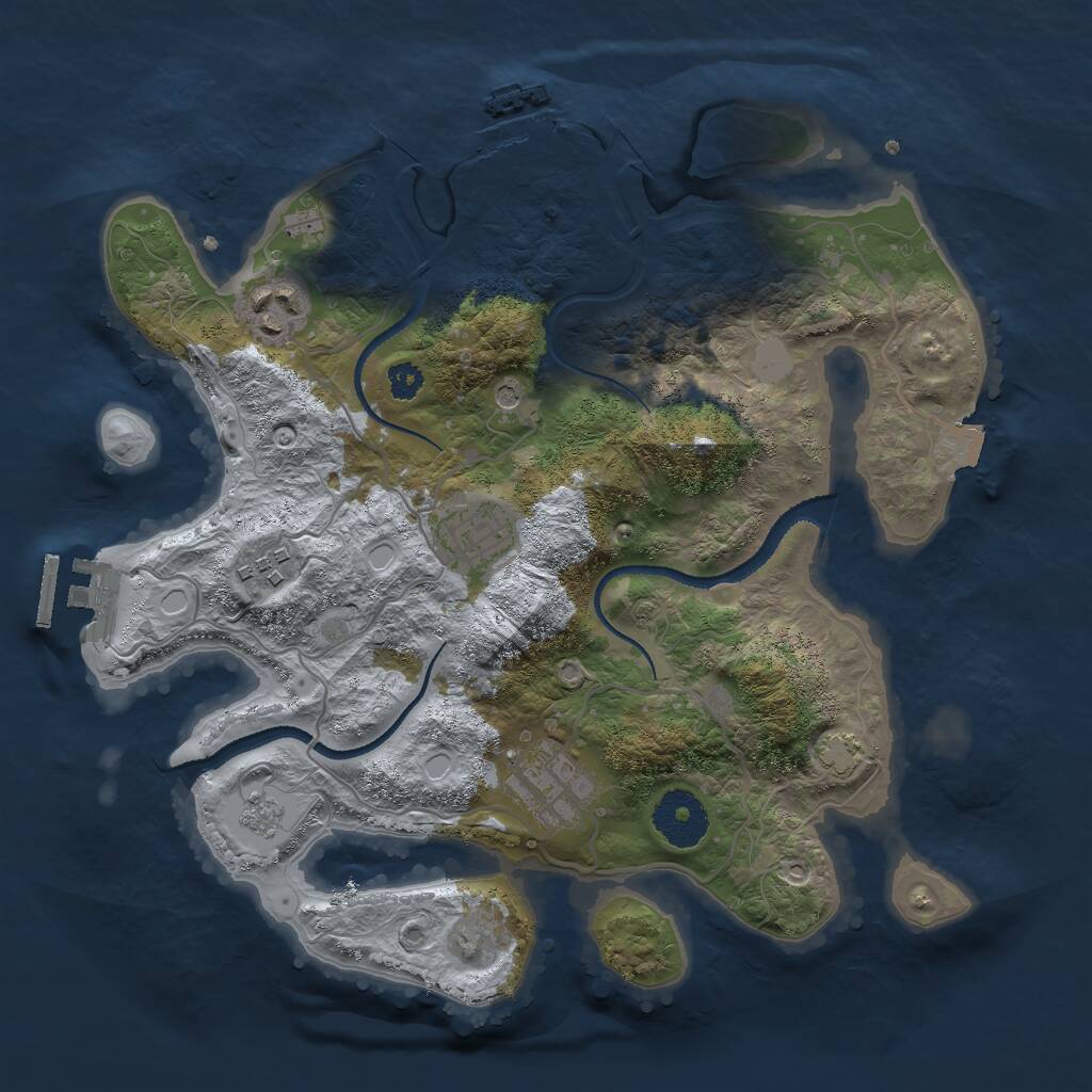 Rust Map: Procedural Map, Size: 3000, Seed: 38214, 10 Monuments
