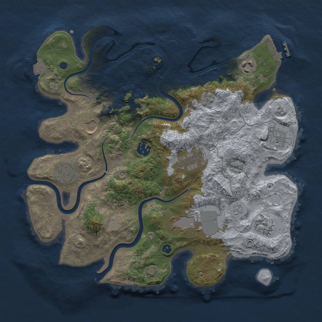 Rust Map: Procedural Map, Size: 3500, Seed: 2052491201, 15 Monuments