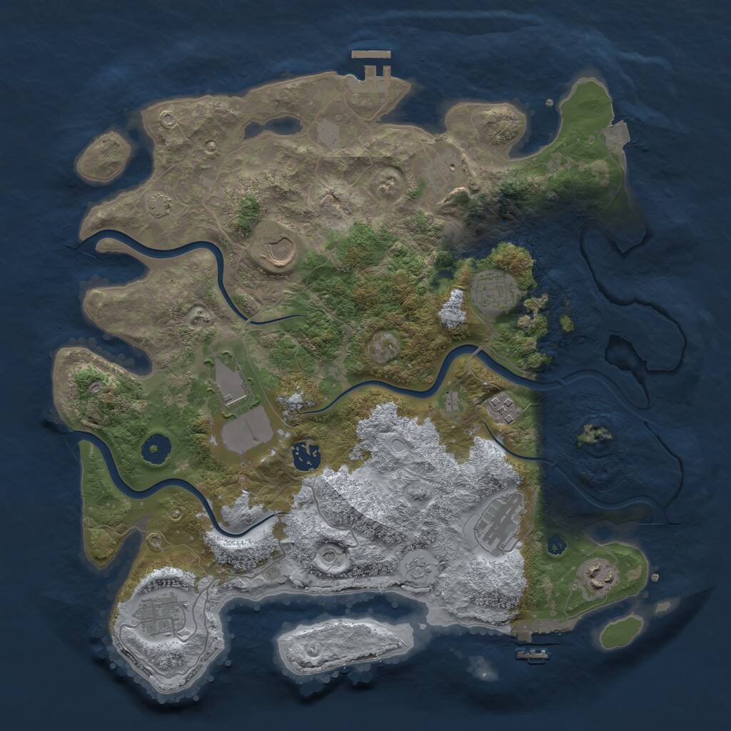 Rust Map: Procedural Map, Size: 3750, Seed: 267106152, 15 Monuments