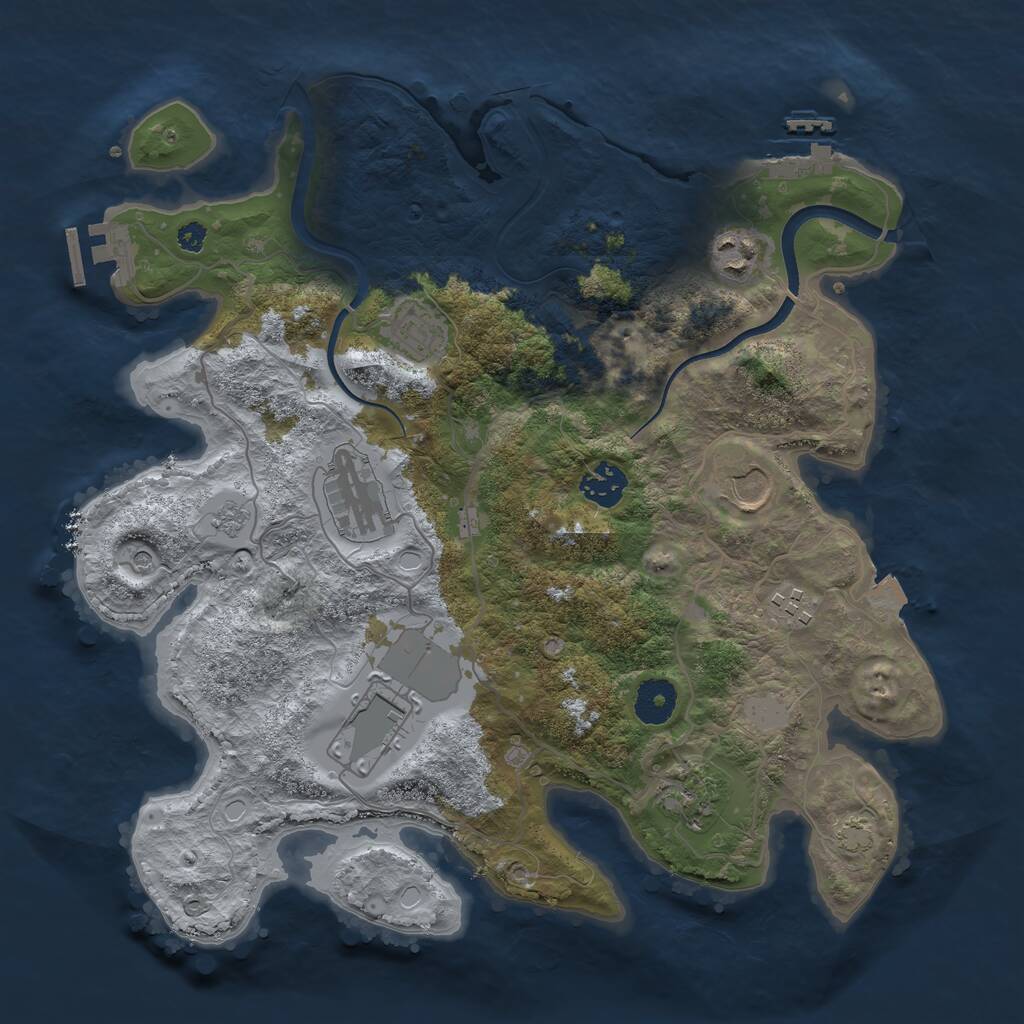 Rust Map: Procedural Map, Size: 3500, Seed: 1701384765, 14 Monuments