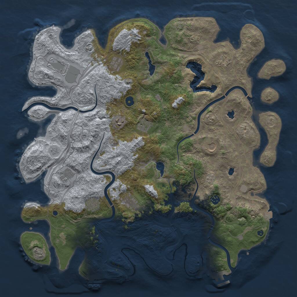 Rust Map: Procedural Map, Size: 4800, Seed: 1093265651, 17 Monuments