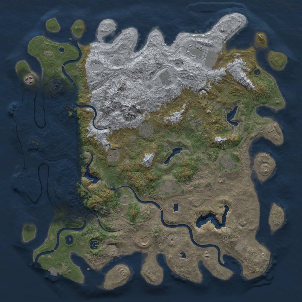 Rust Map: Procedural Map, Size: 5000, Seed: 51688688, 17 Monuments