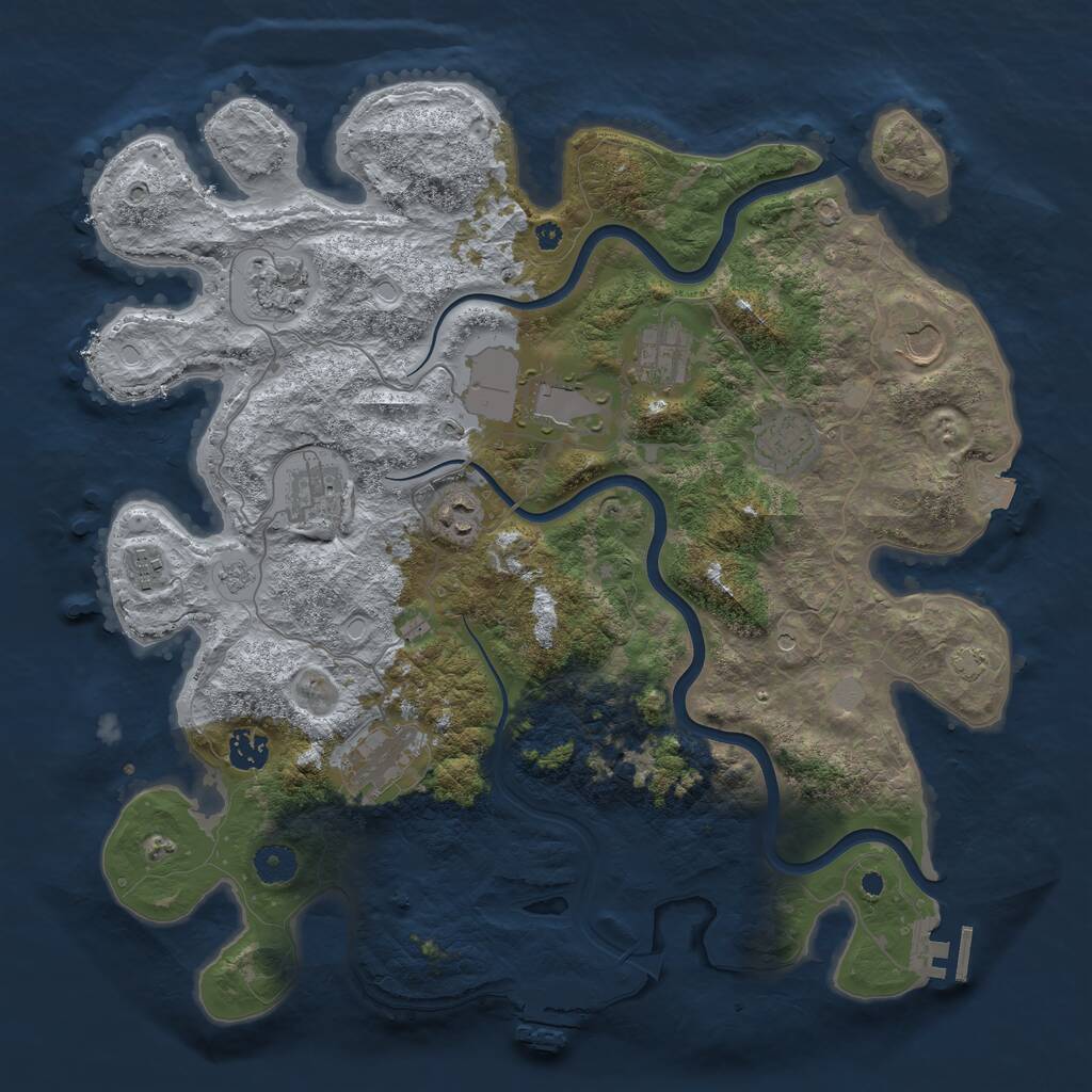Rust Map: Procedural Map, Size: 3998, Seed: 975989578, 16 Monuments