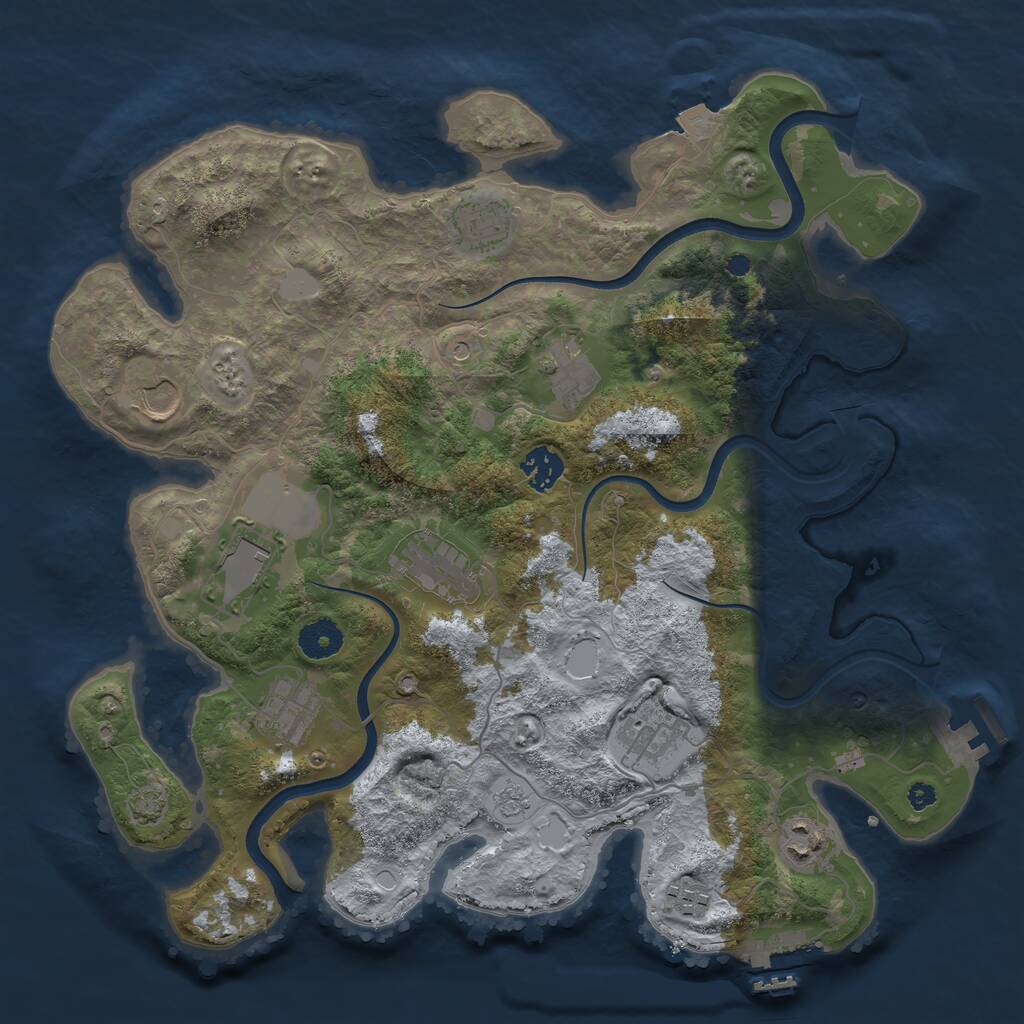 Rust Map: Procedural Map, Size: 3700, Seed: 770521074, 16 Monuments
