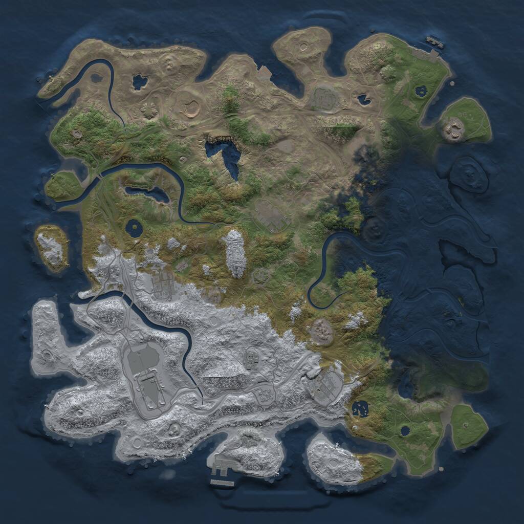 Rust Map: Procedural Map, Size: 4500, Seed: 1323780287, 16 Monuments