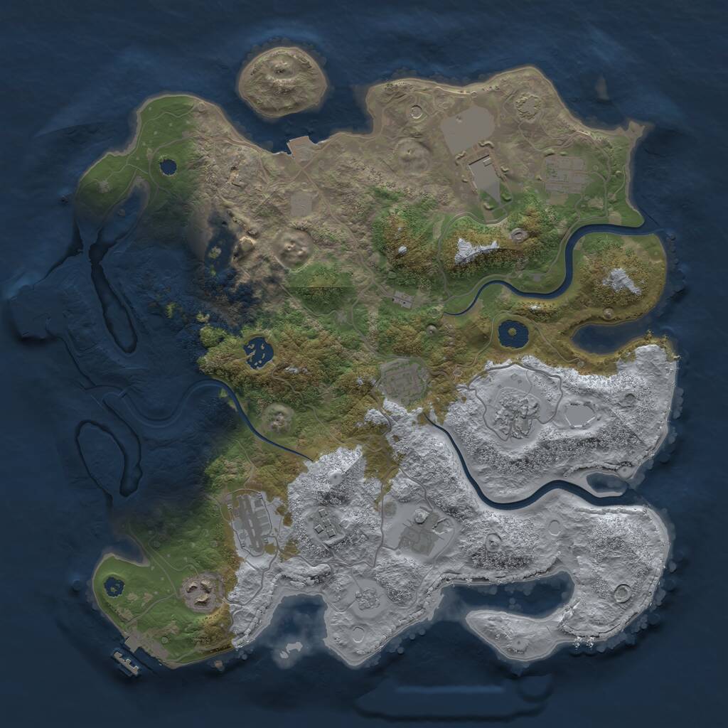 Rust Map: Procedural Map, Size: 3700, Seed: 2016264244, 16 Monuments