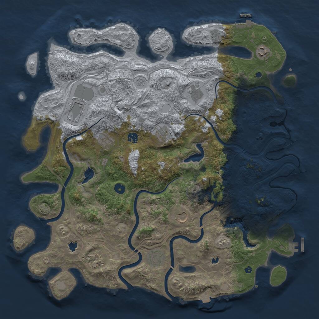 Rust Map: Procedural Map, Size: 4500, Seed: 1108605164, 16 Monuments