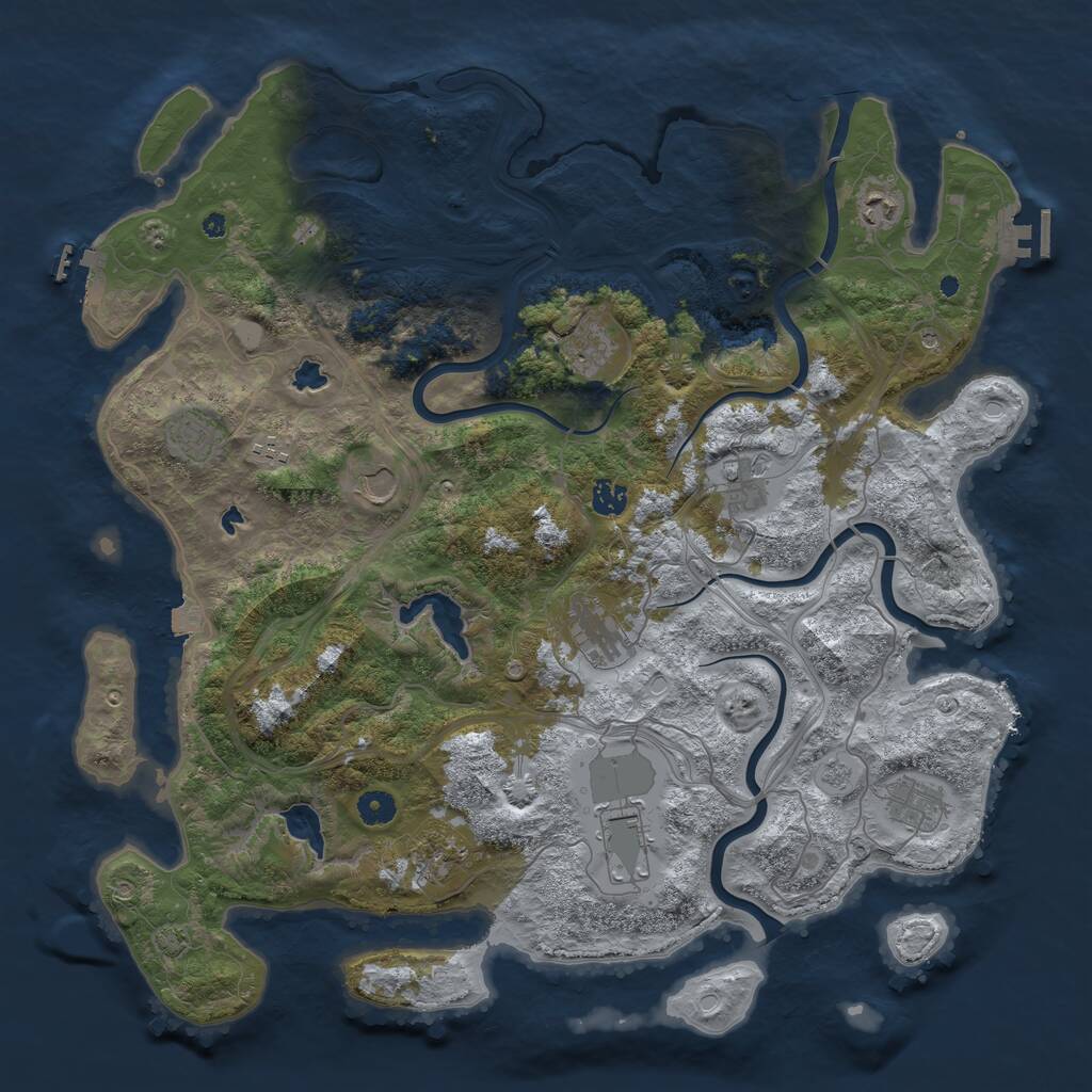Rust Map: Procedural Map, Size: 4500, Seed: 354719556, 17 Monuments