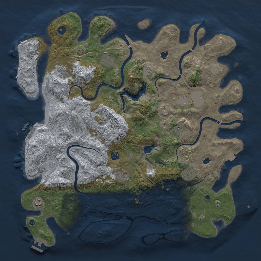 Rust Map: Procedural Map, Size: 4500, Seed: 723063257, 16 Monuments