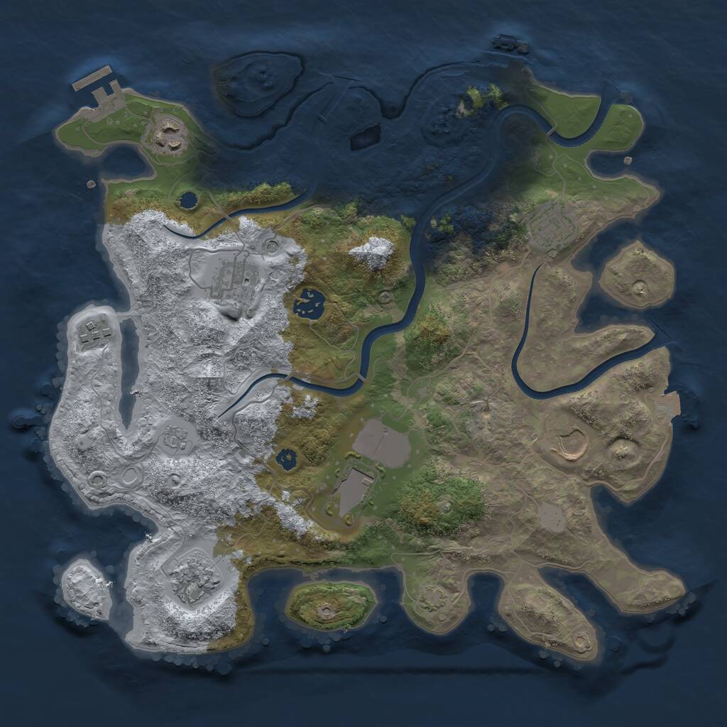 Rust Map: Procedural Map, Size: 3500, Seed: 607959057, 14 Monuments