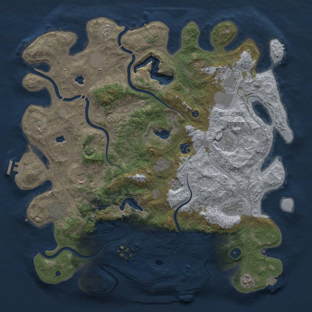 Rust Map: Procedural Map, Size: 4500, Seed: 2129308312, 17 Monuments