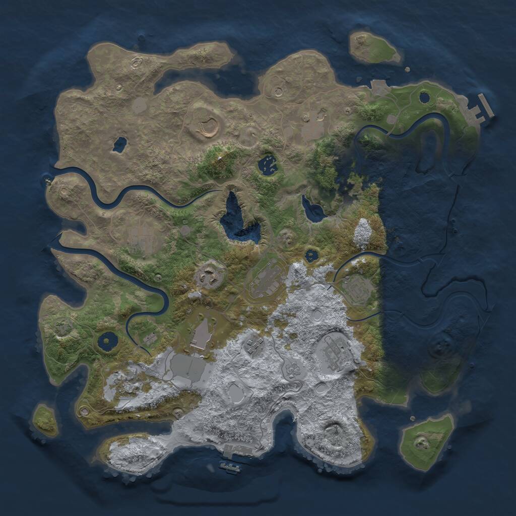 Rust Map: Procedural Map, Size: 4000, Seed: 1195170795, 17 Monuments