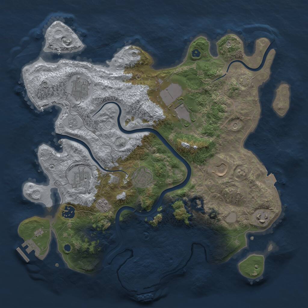 Rust Map: Procedural Map, Size: 3600, Seed: 1388027887, 14 Monuments