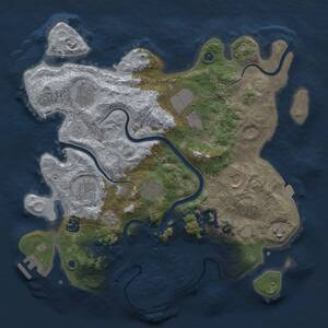 Thumbnail Rust Map: Procedural Map, Size: 3600, Seed: 1388027887, 14 Monuments