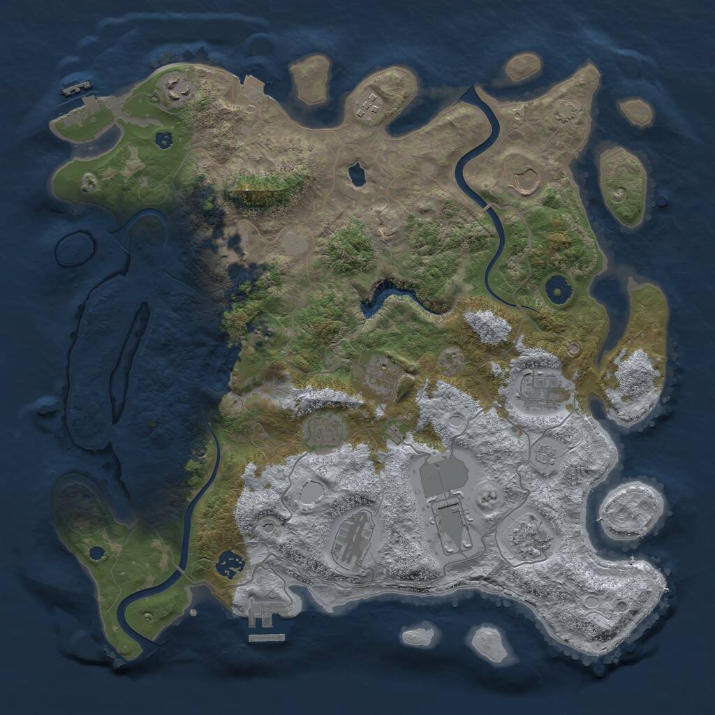 Rust Map: Procedural Map, Size: 4000, Seed: 379674384, 17 Monuments