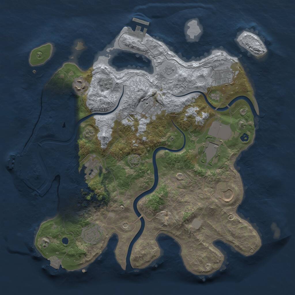 Rust Map: Procedural Map, Size: 3500, Seed: 804811691, 14 Monuments