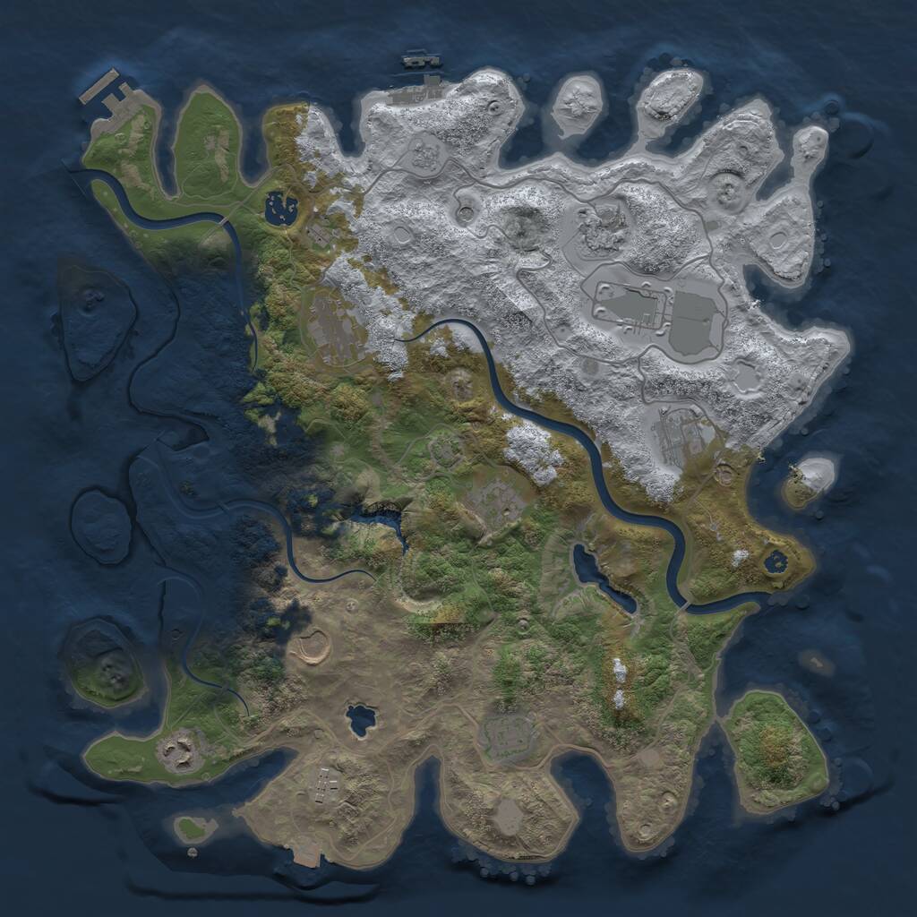 Rust Map: Procedural Map, Size: 4000, Seed: 858572250, 16 Monuments