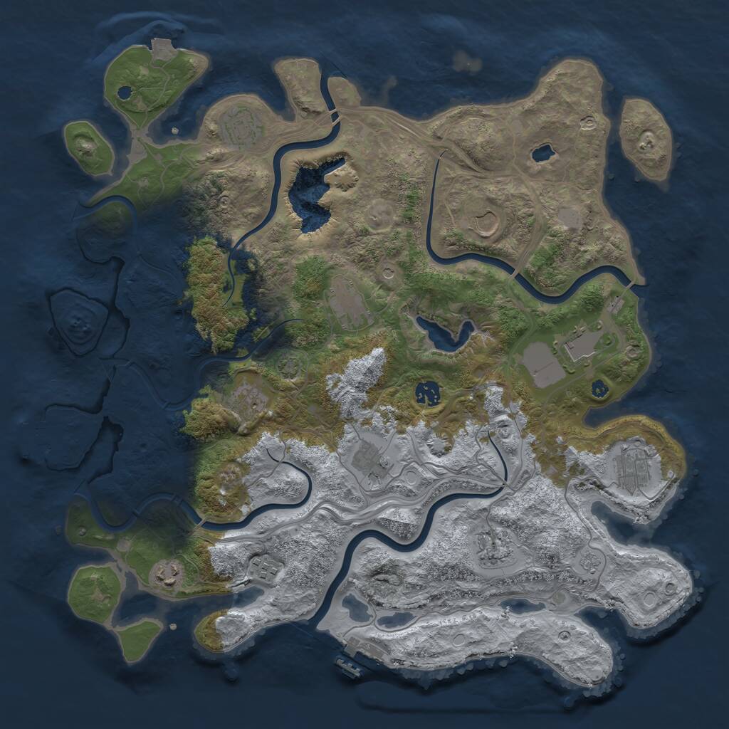Rust Map: Procedural Map, Size: 4250, Seed: 1025441759, 17 Monuments