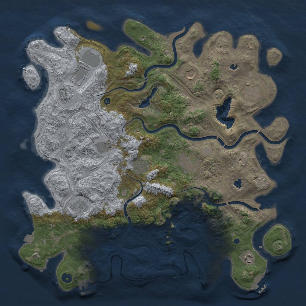 Rust Map: Procedural Map, Size: 4500, Seed: 1551876909, 16 Monuments