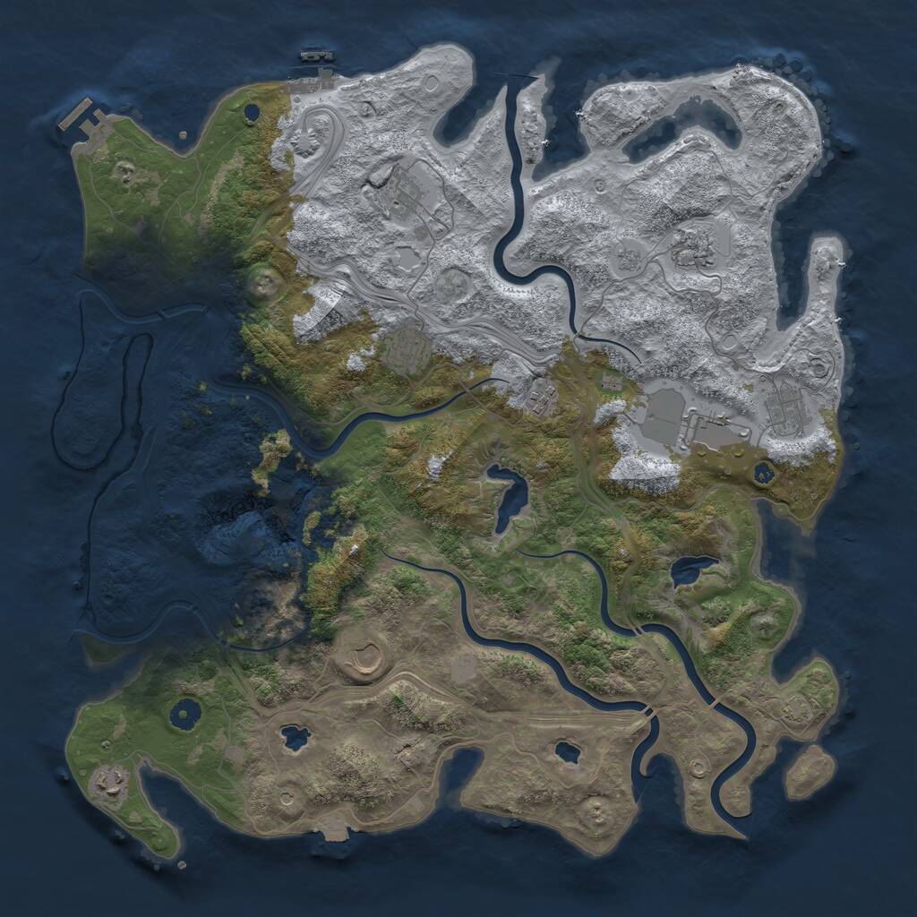 Rust Map: Procedural Map, Size: 4500, Seed: 2021477910, 14 Monuments