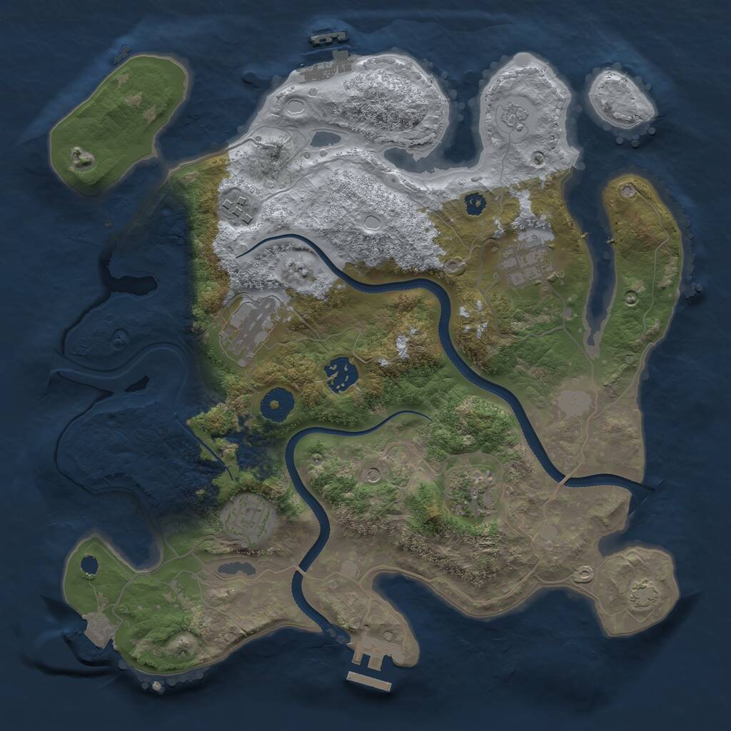 Rust Map: Procedural Map, Size: 3300, Seed: 1087228841, 12 Monuments