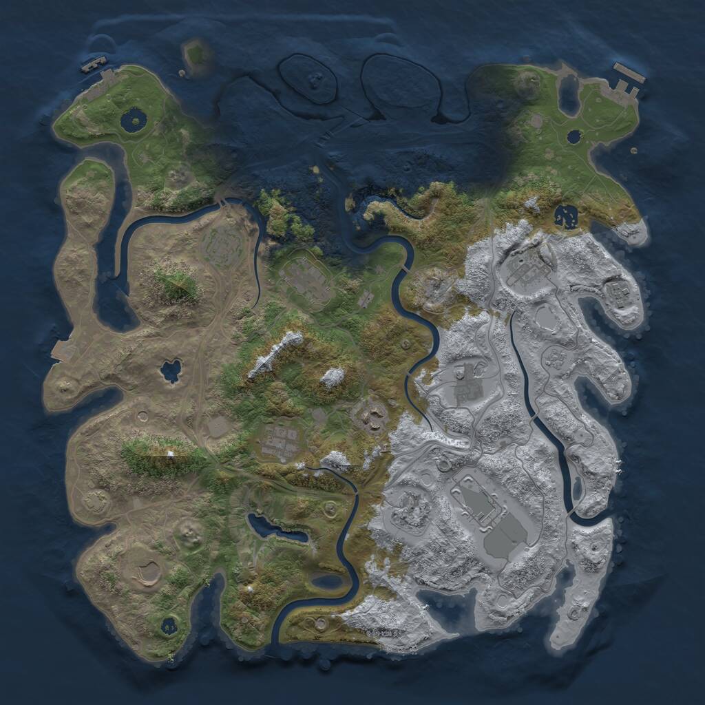 Rust Map: Procedural Map, Size: 4250, Seed: 1933465153, 17 Monuments