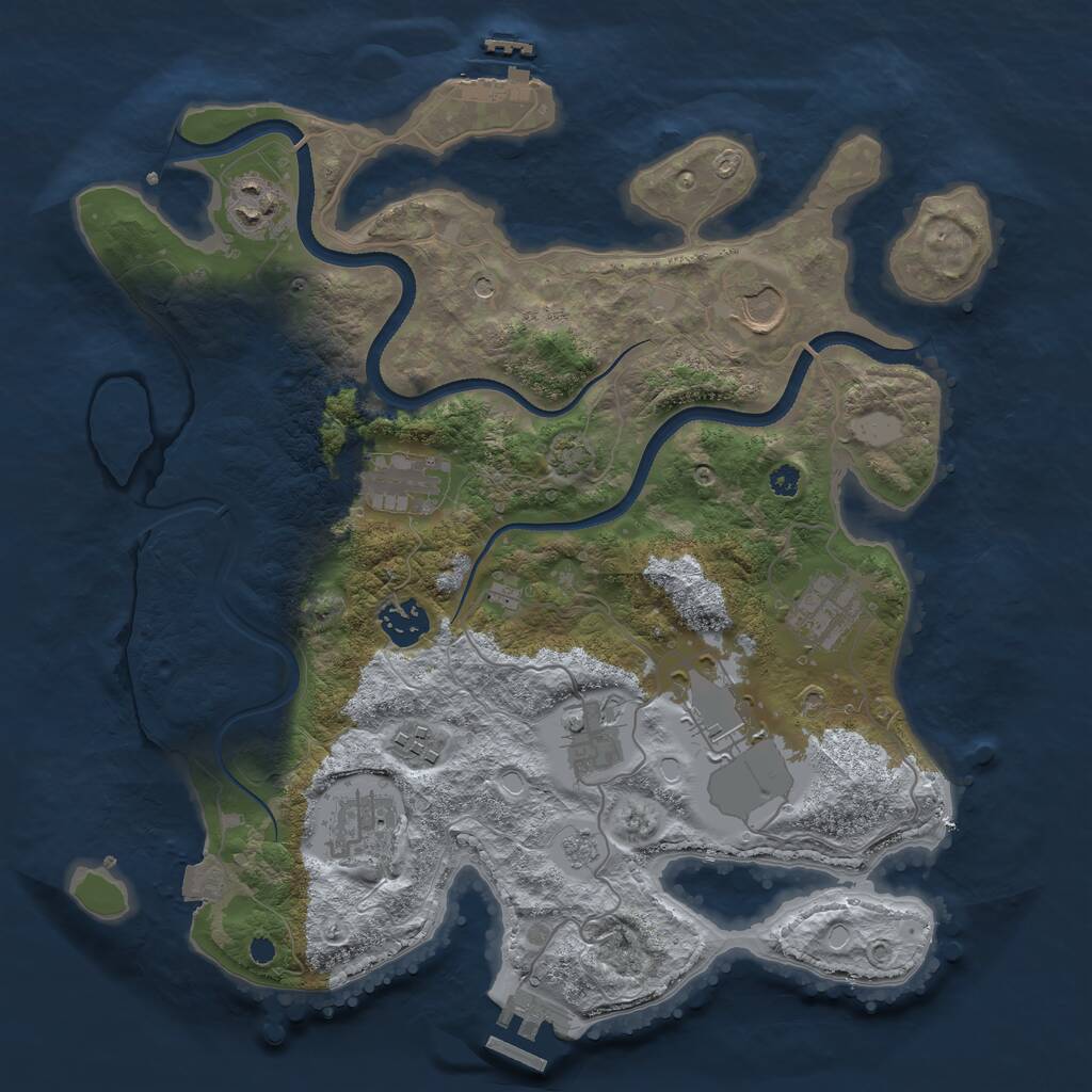 Rust Map: Procedural Map, Size: 3500, Seed: 1138516257, 15 Monuments