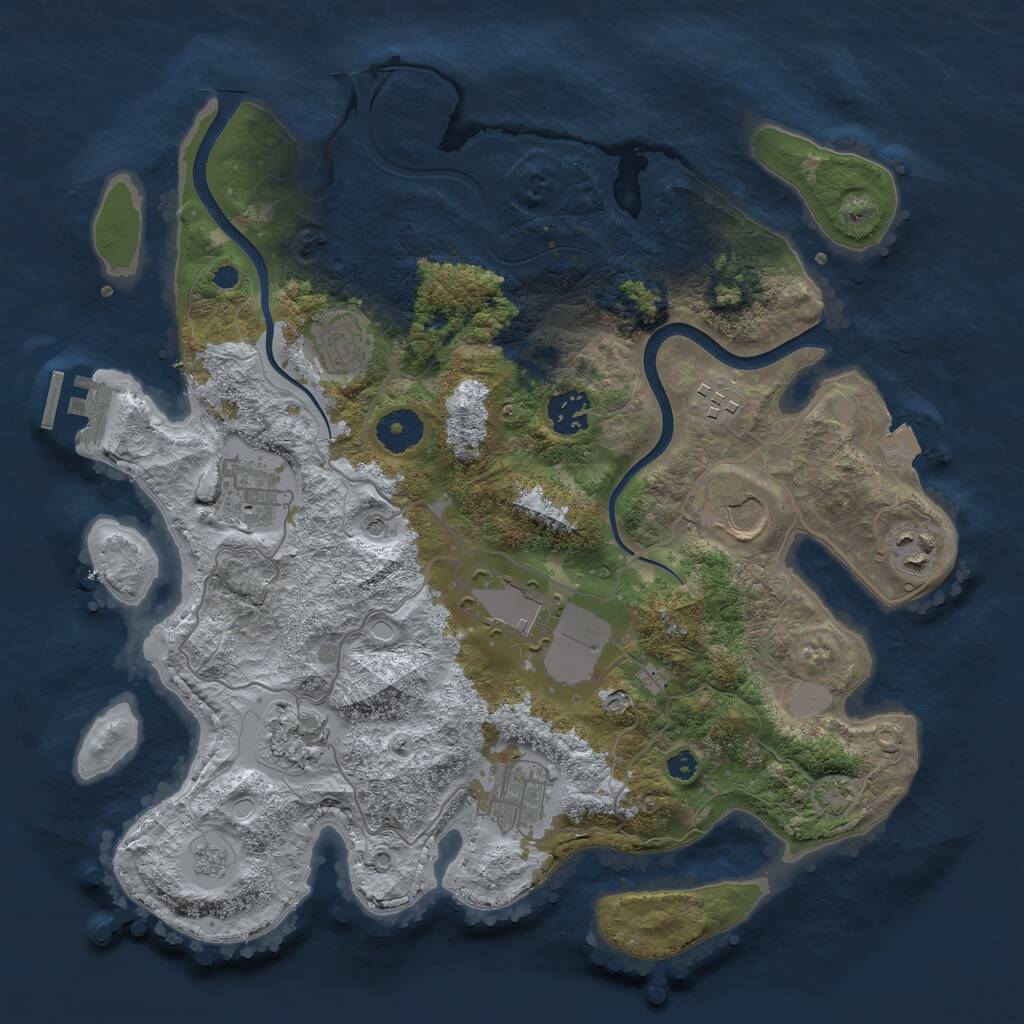 Rust Map: Procedural Map, Size: 3500, Seed: 989011824, 14 Monuments