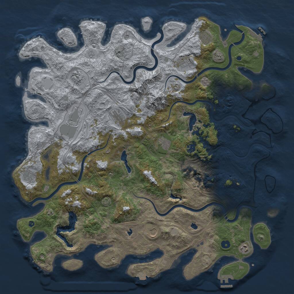 Rust Map: Procedural Map, Size: 5000, Seed: 521912876, 17 Monuments