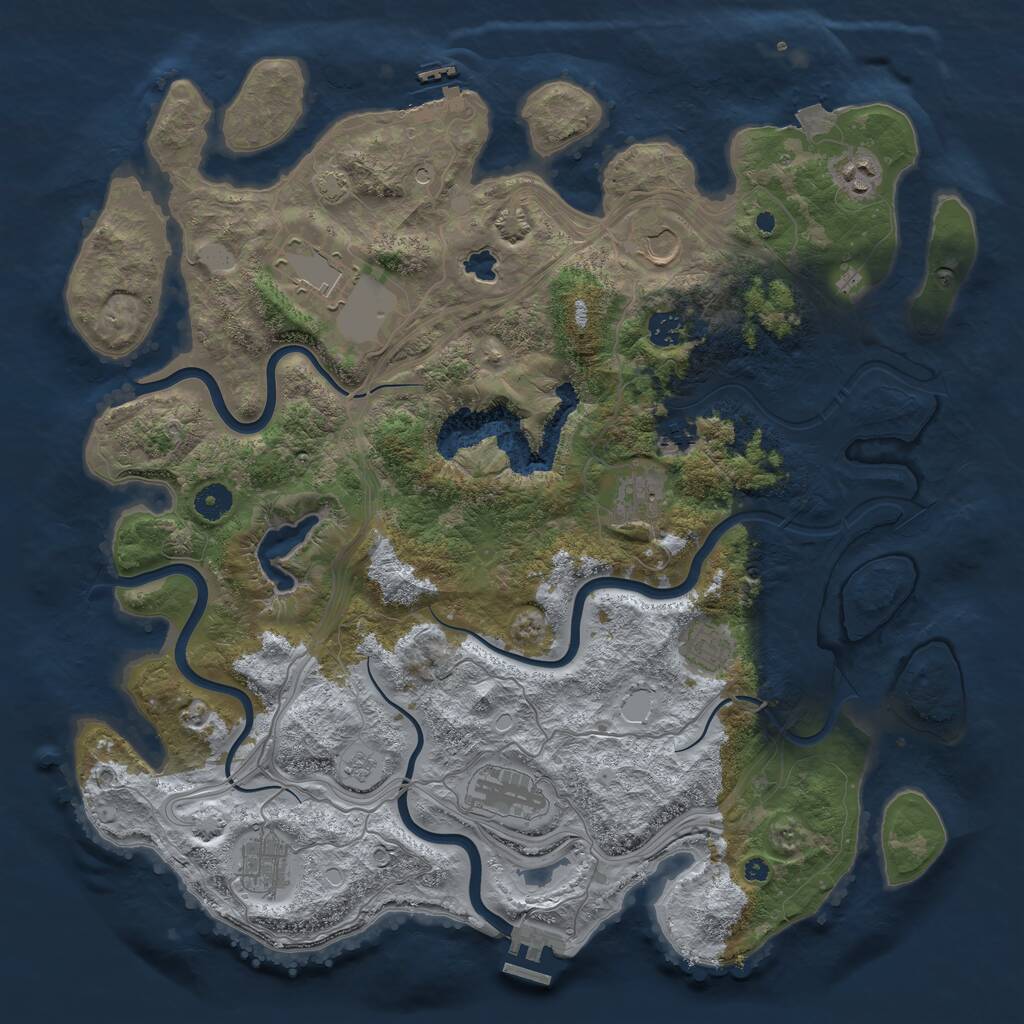 Rust Map: Procedural Map, Size: 4250, Seed: 1033009256, 15 Monuments