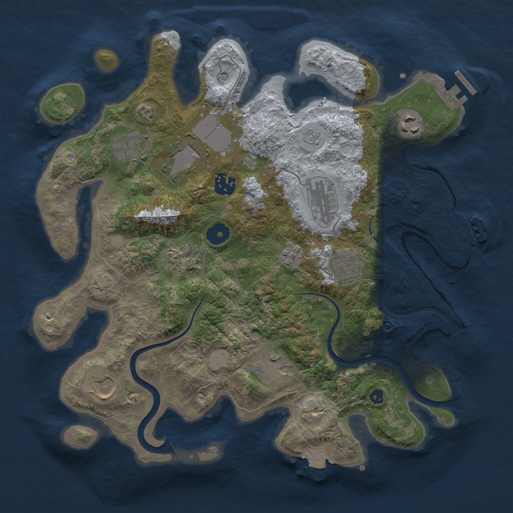 Rust Map: Procedural Map, Size: 3500, Seed: 2057964981, 16 Monuments