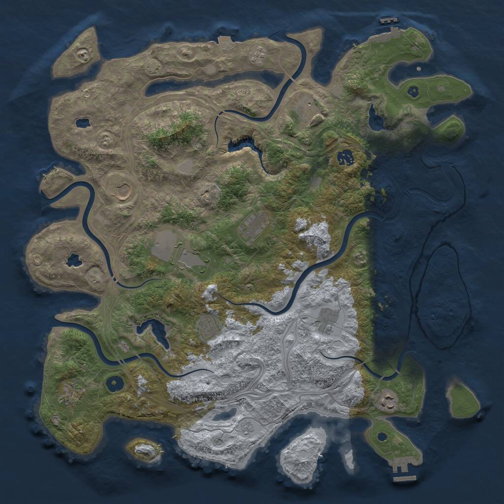 Rust Map: Procedural Map, Size: 4500, Seed: 578408489, 16 Monuments