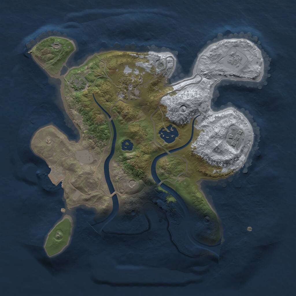 Rust Map: Procedural Map, Size: 2500, Seed: 1208248373, 7 Monuments
