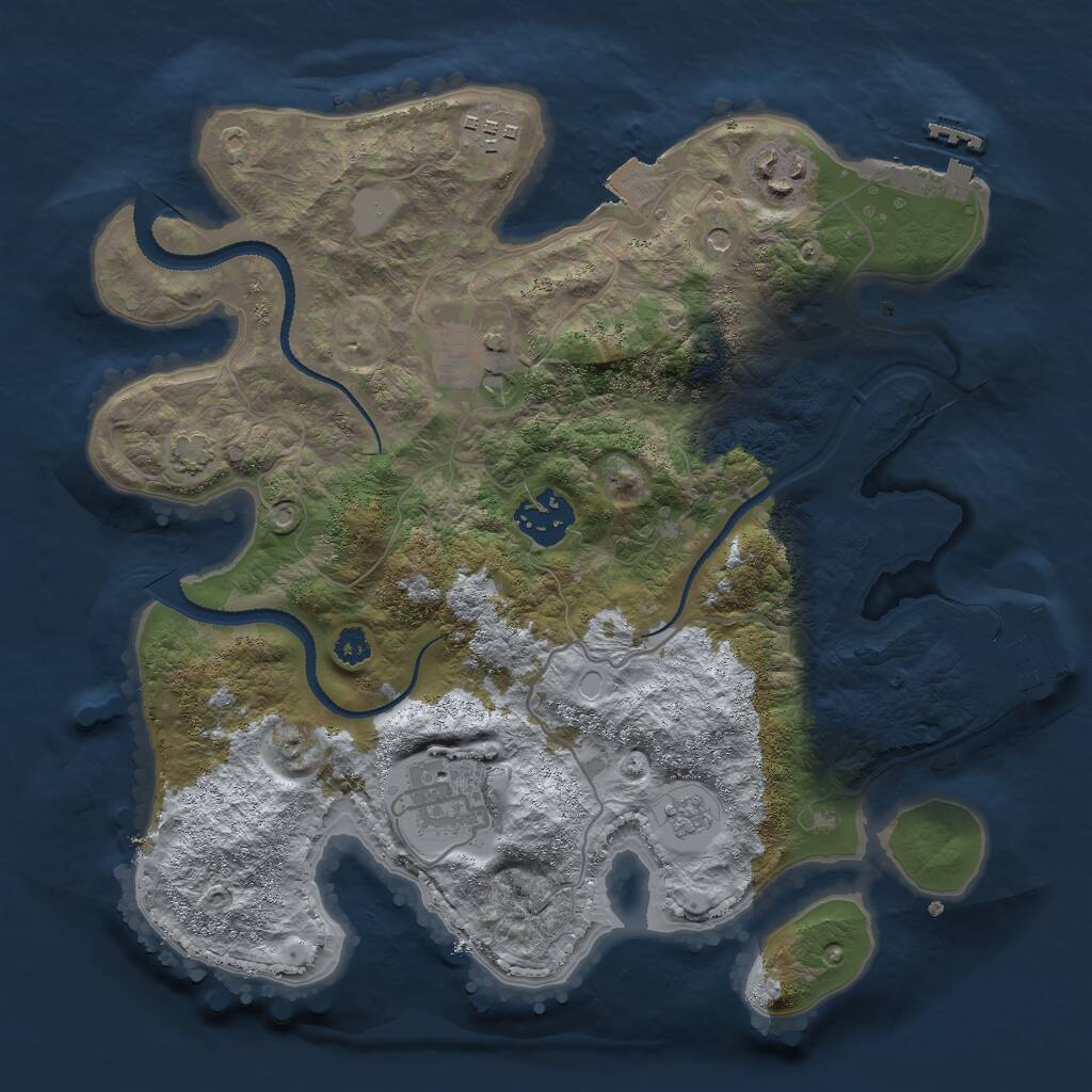Rust Map: Procedural Map, Size: 3000, Seed: 1050677985, 11 Monuments
