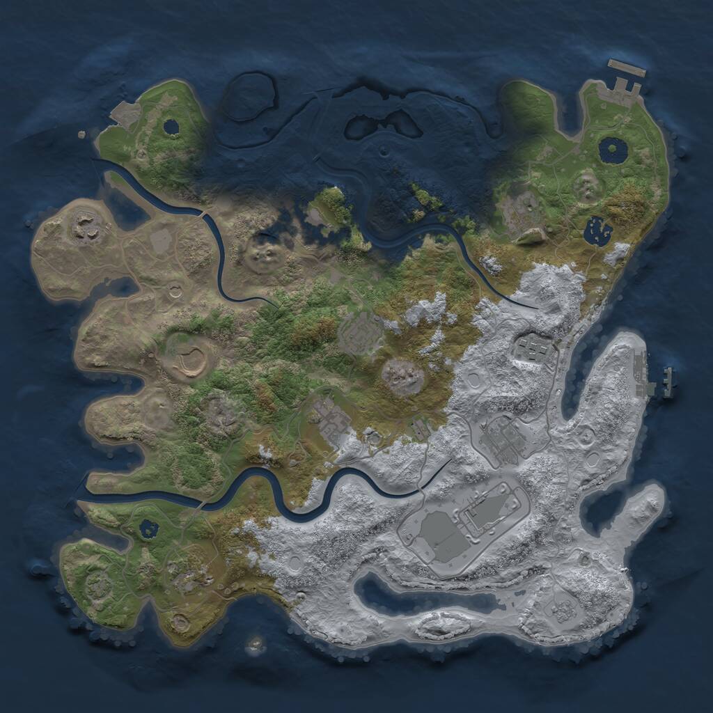 Rust Map: Procedural Map, Size: 3750, Seed: 1407373086, 17 Monuments