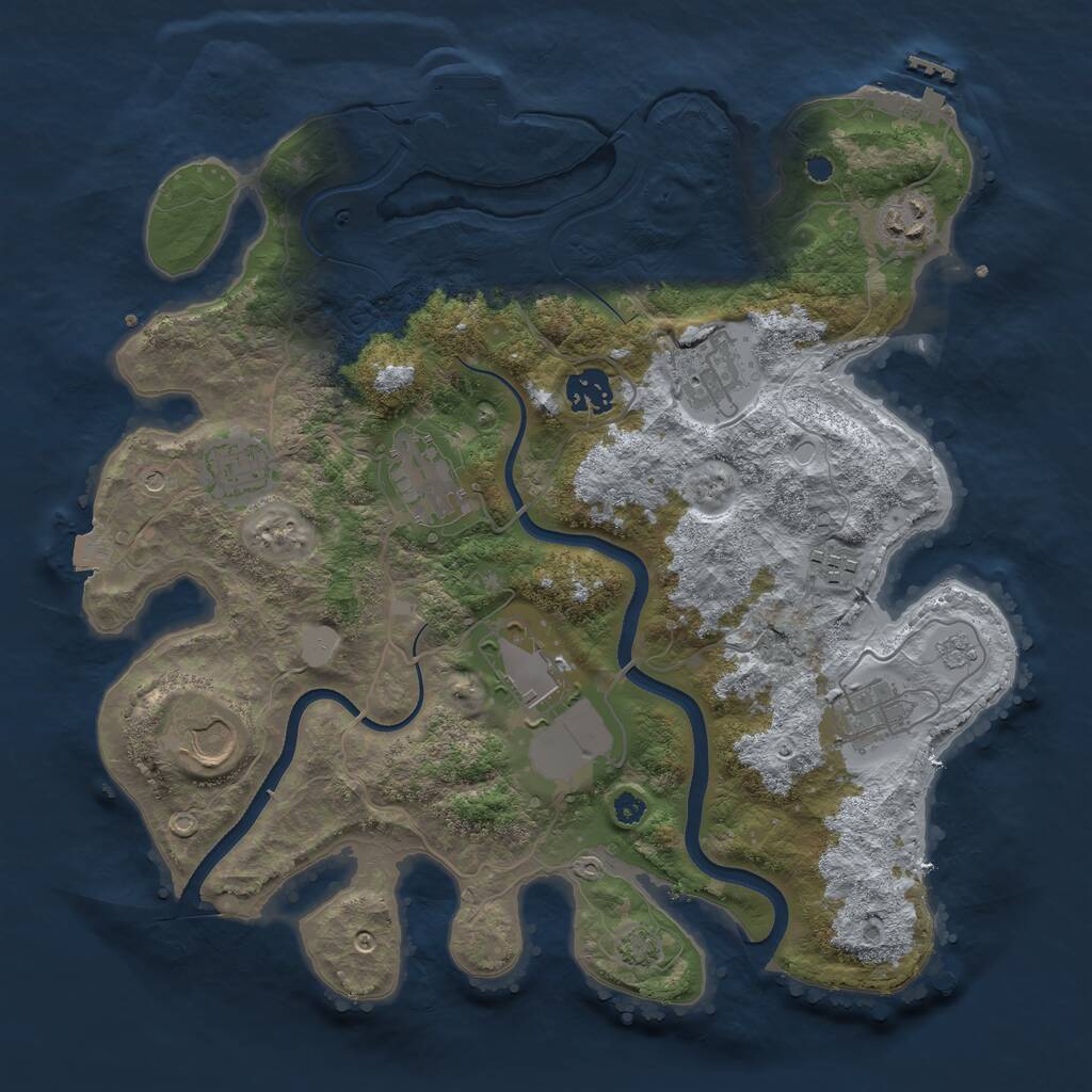 Rust Map: Procedural Map, Size: 3500, Seed: 1845762705, 15 Monuments
