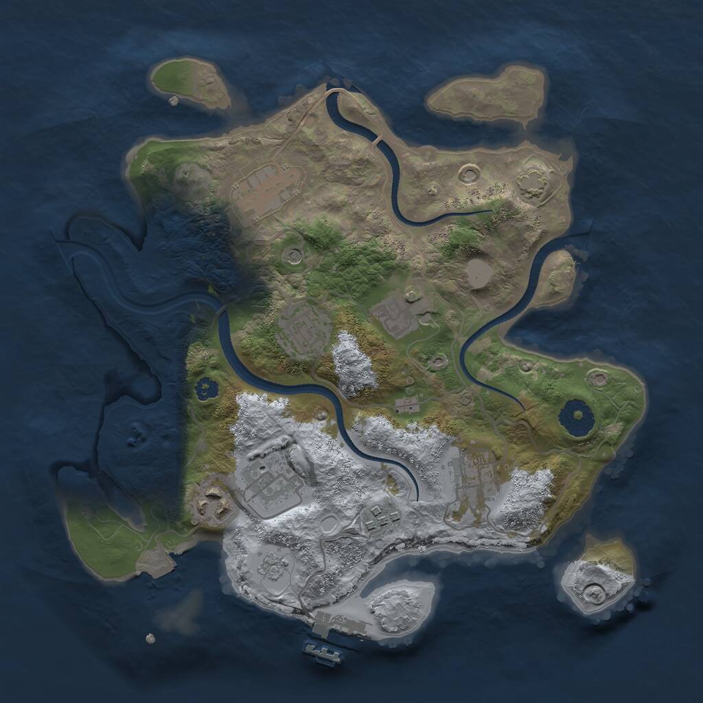 Rust Map: Procedural Map, Size: 3000, Seed: 1239576230, 12 Monuments