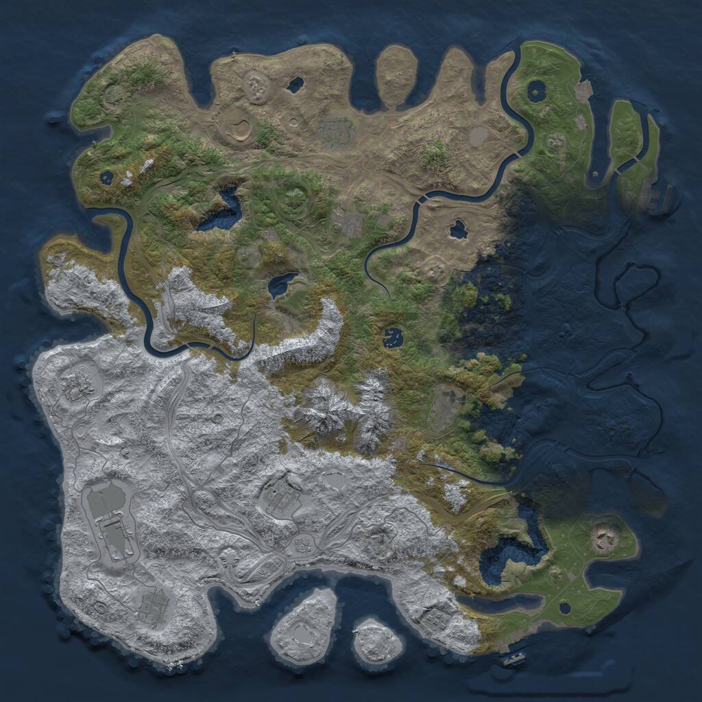 Rust Map: Procedural Map, Size: 5000, Seed: 355696270, 17 Monuments