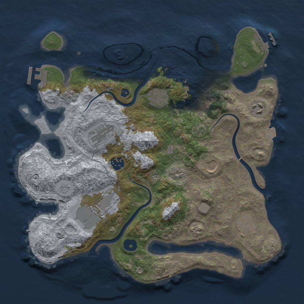 Rust Map: Procedural Map, Size: 3500, Seed: 392259445, 14 Monuments