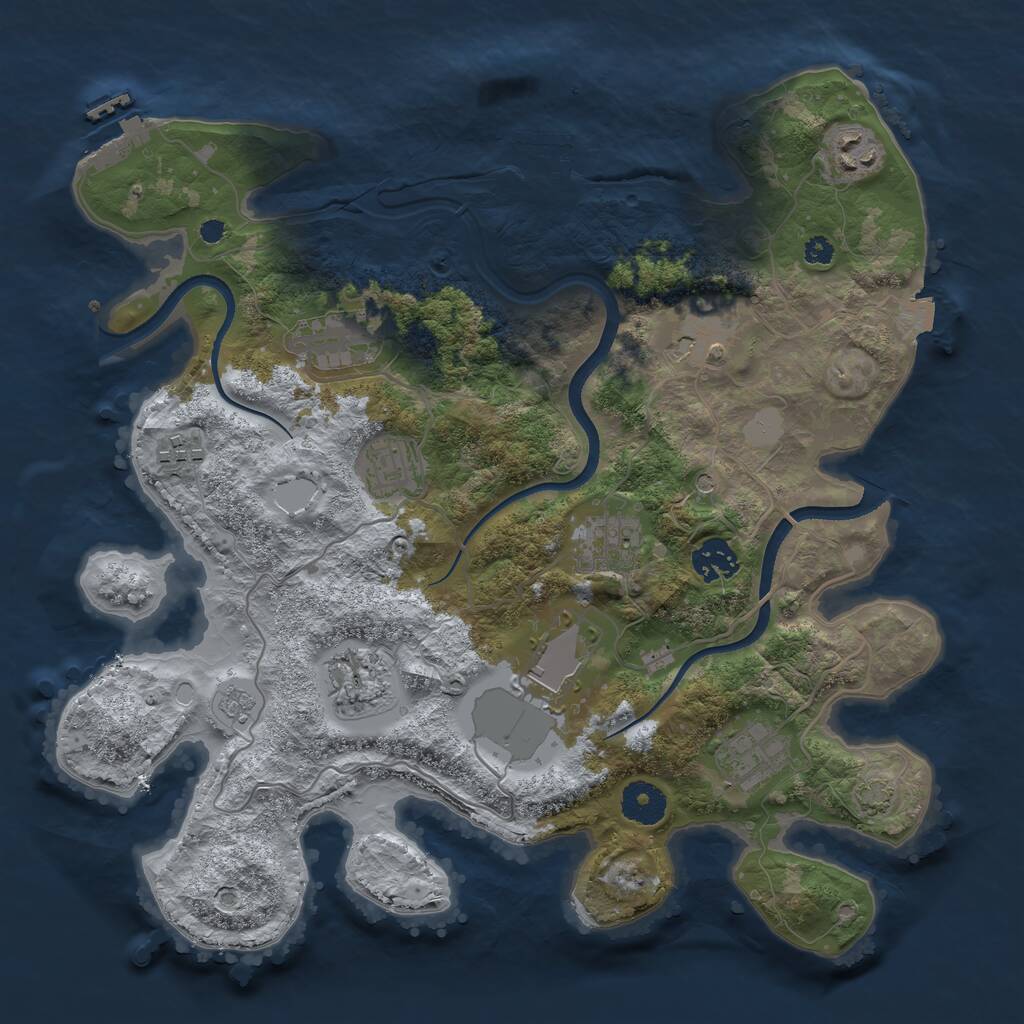 Rust Map: Procedural Map, Size: 3500, Seed: 330380, 16 Monuments