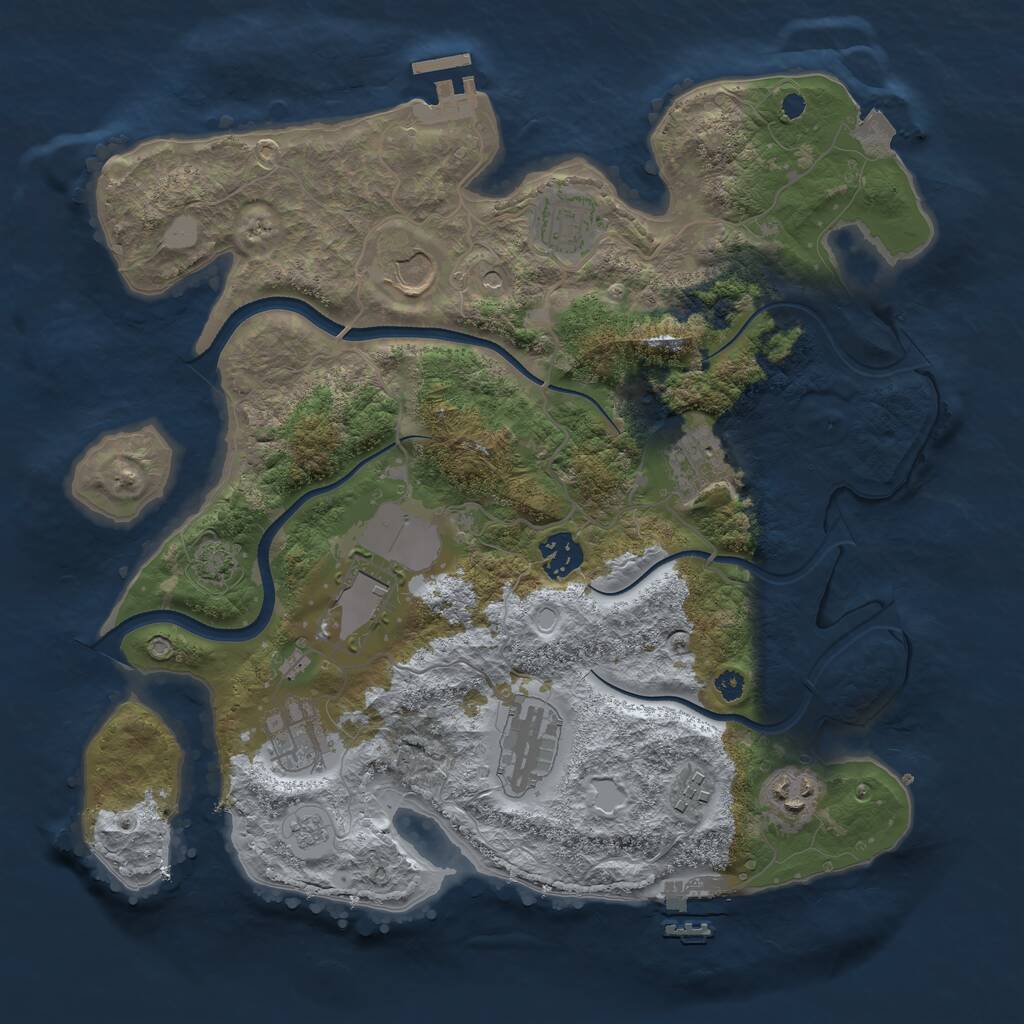 Rust Map: Procedural Map, Size: 3500, Seed: 1700242705, 15 Monuments