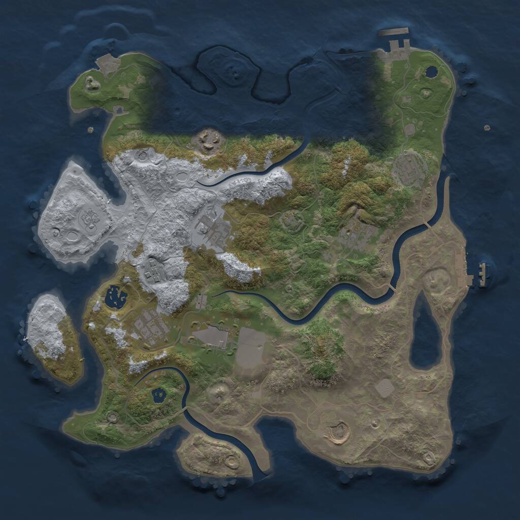 Rust Map: Procedural Map, Size: 3500, Seed: 555002790, 15 Monuments