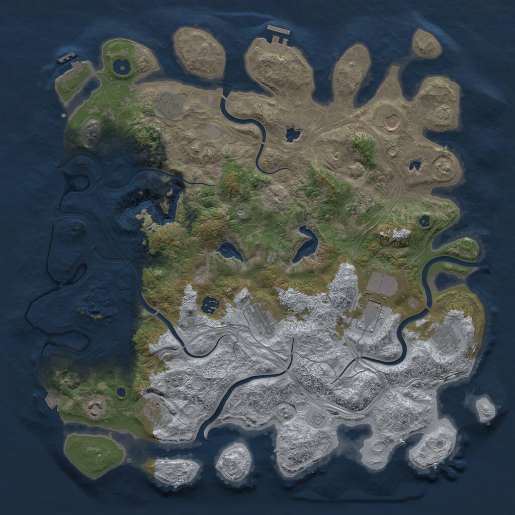 Rust Map: Procedural Map, Size: 4500, Seed: 519560595, 16 Monuments