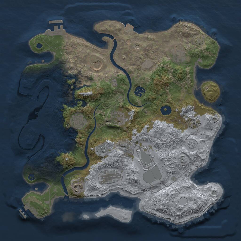 Rust Map: Procedural Map, Size: 3500, Seed: 1583774099, 16 Monuments