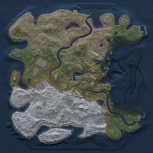 Thumbnail Rust Map: Procedural Map, Size: 4000, Seed: 1329850613, 17 Monuments
