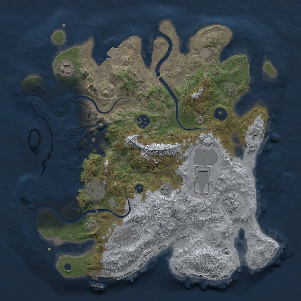 Rust Map: Procedural Map, Size: 3500, Seed: 1498635157, 14 Monuments