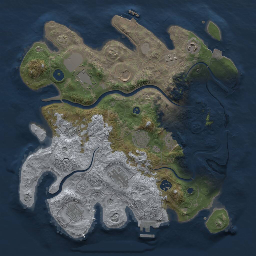 Rust Map: Procedural Map, Size: 3500, Seed: 2100848, 16 Monuments